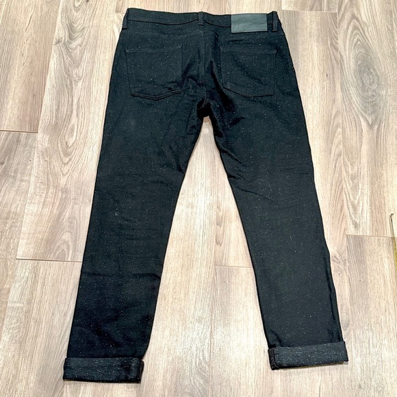 Naked and Famous raw denim in black w marled white dots, size 34 - Picture 9 of 9